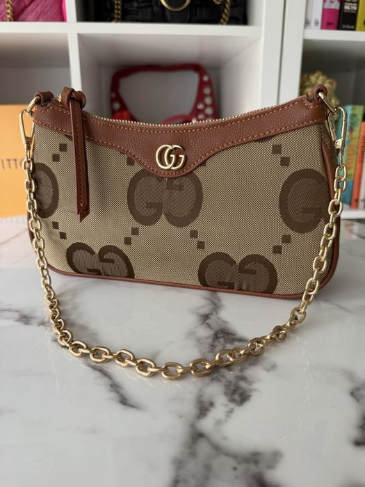Torebka Gucci monogram brazowa mała z łańcuszkiem