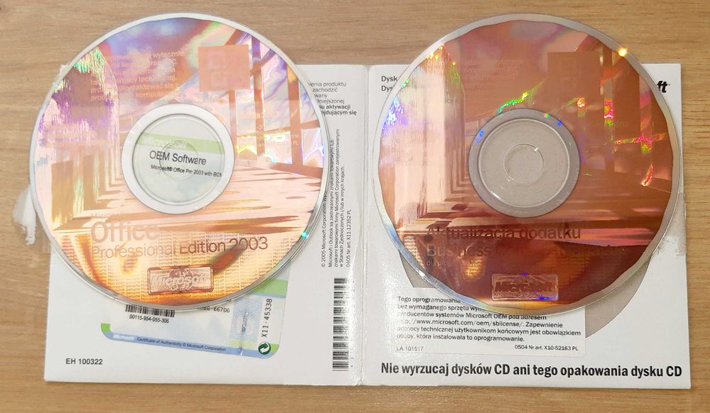 Windows 98, XP, 7, Office 2002, 2007, 2010 CD