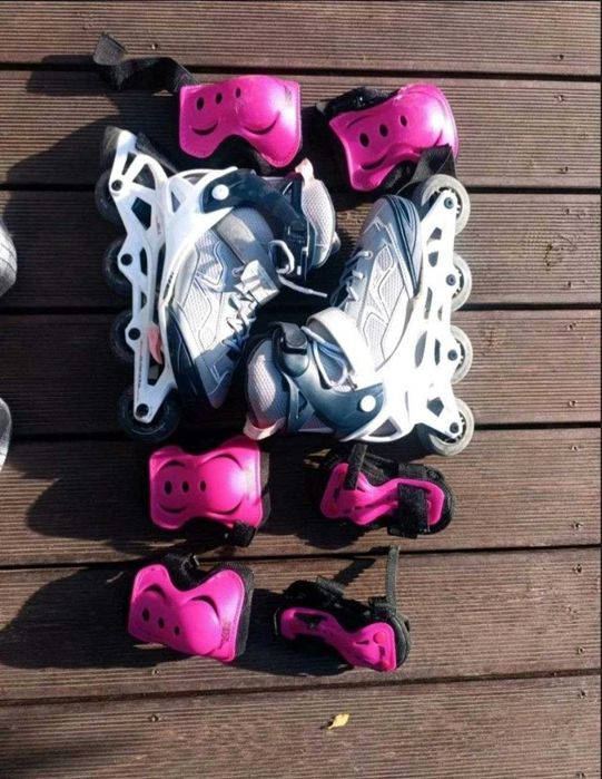 Rolki Oxelo Fit3 dla dzieci, rozm. 35-38 + ochraniacze No Fear XS