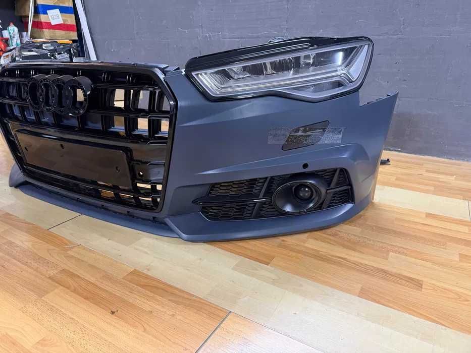 Бампер з фарами A6 C7 14-18 S6 Audi a6 c7 Передний бампер А6 2014-2018 S line бампер RS6 ауді