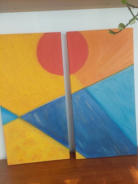 Conjunto de telas pintadas a óleo