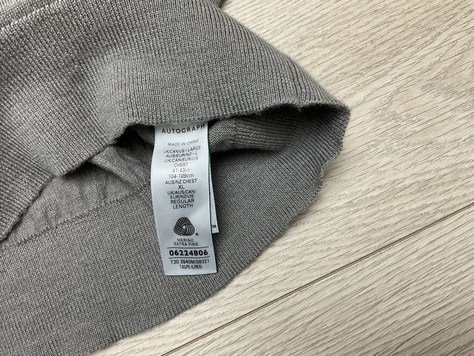 Marks&Spencer sweter męski L wełniany 100% merino wool cienki ciepły