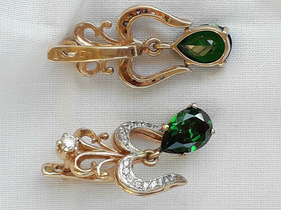 Сережкі золоті з фіанітом проба 585