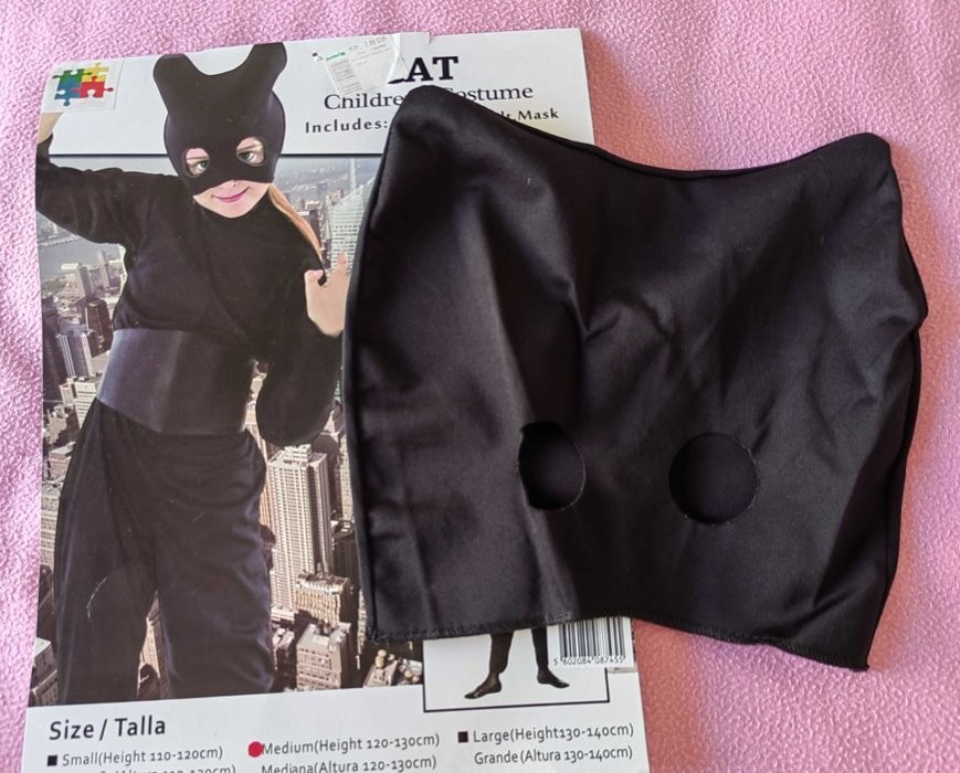 Fato de Carnaval Disfarce de Menina Gato Preto (Tamanho 120/130 cm)