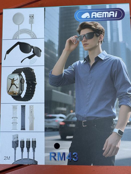 Smartwatch Ultra e Oculos Bluttooth RM 43( 5 em 1)