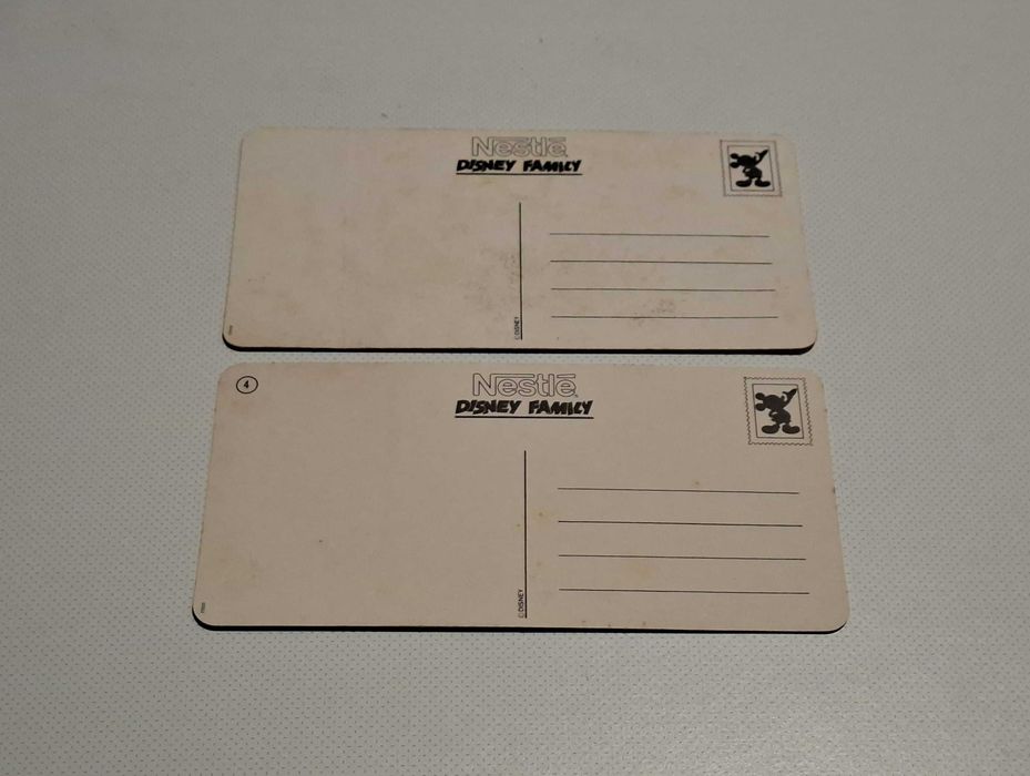 2 Postais de coleção, vintage, Disney Family, da Nestlé