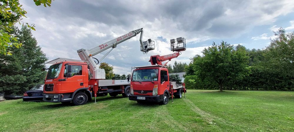 Podnośniki koszowe 33m,22m z operatorem,przycinanie drzew usługi dekarskie