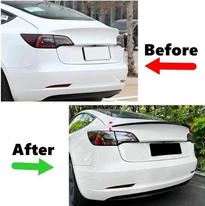 Spoiler aileron lip mala preto brilhante Tesla Model 3 e Model Y