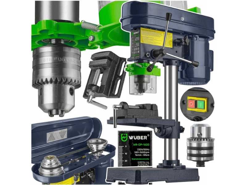 Wiertarka Kolumnowa Ślusarska 1600W Do Warsztatu + Imadło