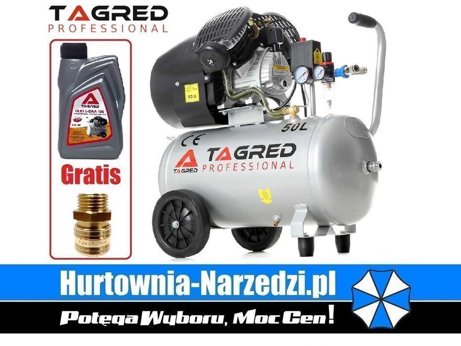 Kompresor dwutłokowy 50L sprężarka dwutłokowa 50L V2 Tagred TA360