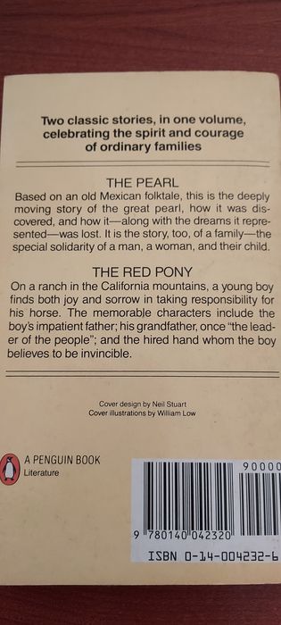 Livro "the pearl" "The red pony" John Steinbeck
