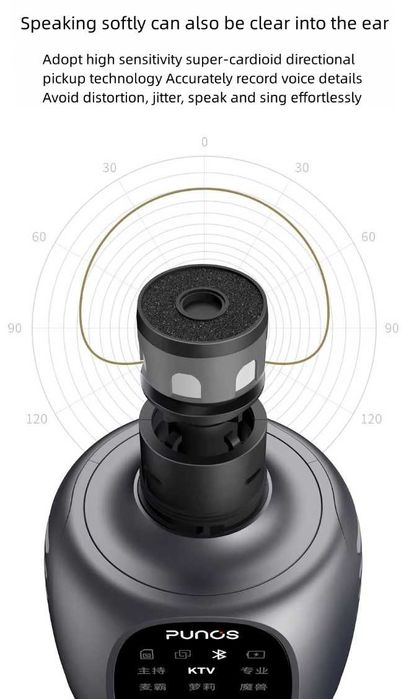 Новый! Punos KG6 pro - беспроводной караоке микрофон. 40W, 2600mAh.