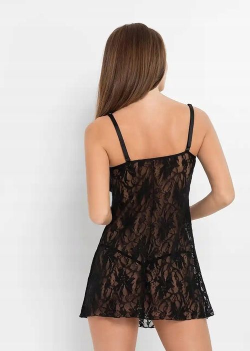 Venus koszulka koronkowa + stringi czarne ^44/46