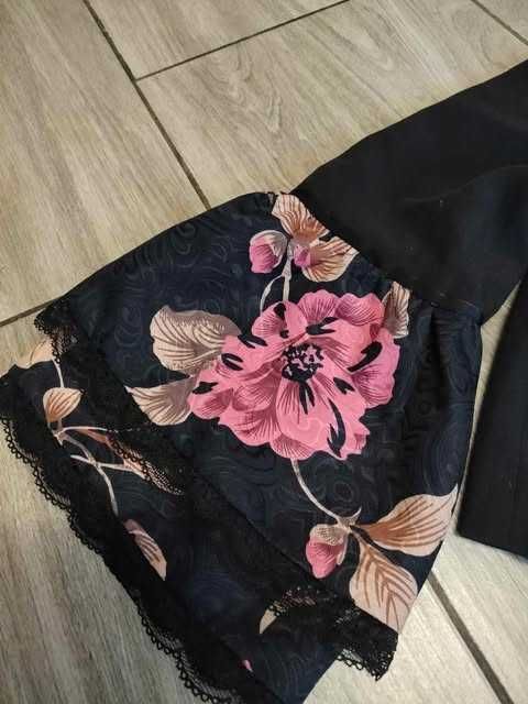 Marynarka/żakiet czarny z ozdobnymi rękawami