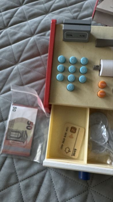 Дерев’яний касовий апарат іграшковий набір “Маленький продавець”