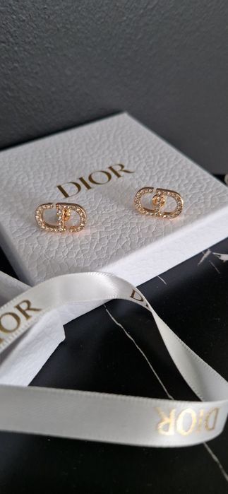 Kolczyki dior cd nowe cyrkonie złote