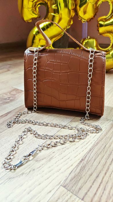 Torebka damska listonoszka na ramię brązowa #retro – Prezent na Święta