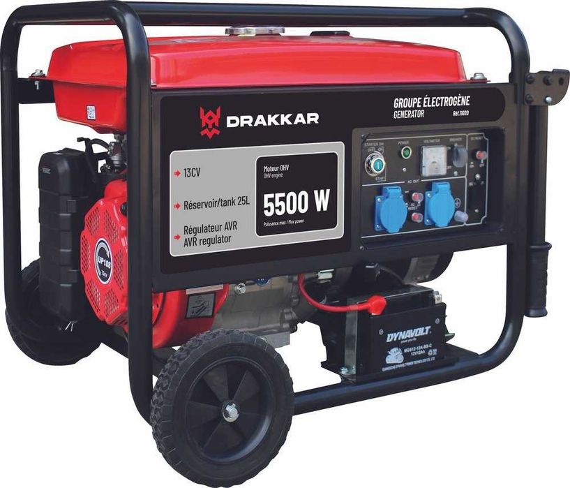 Gerador AVR Monofásico Gasolina DRAKKAR 5500W 13CV Arranque Elétrico LL29