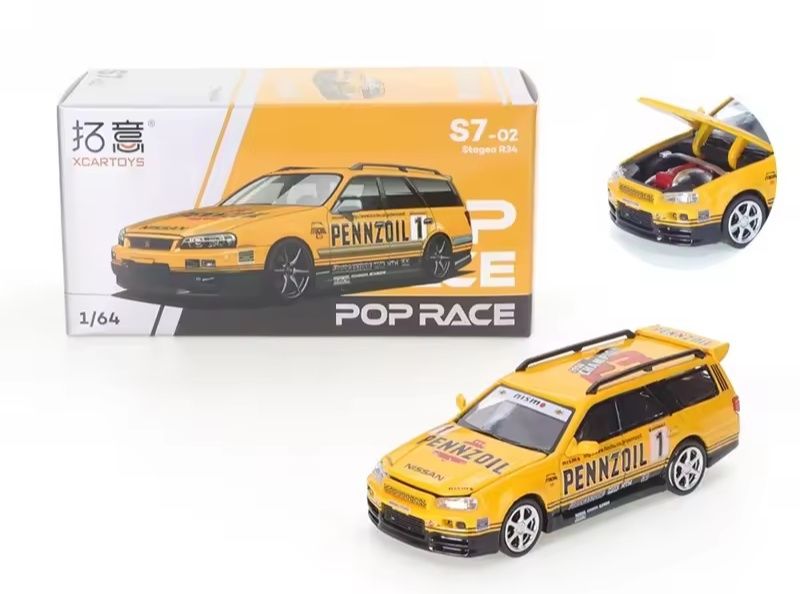 Pop race nissan stagea r34 penzoil 1:64