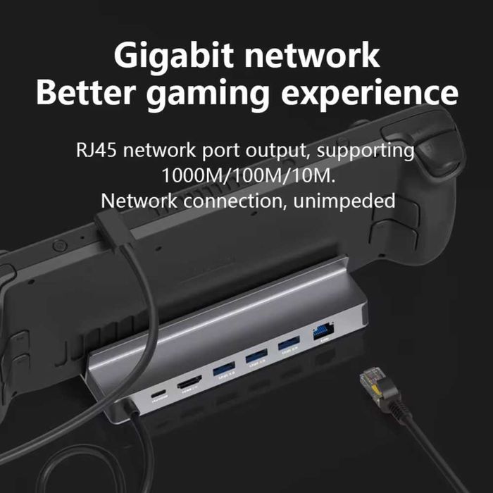 Док-станція Onvian 6в1 Steam Deck/ROG HDMI/Ethernet/USB 3.0/USB-C 100W