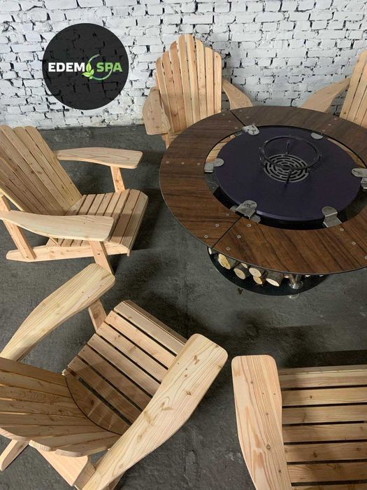 Крісло з модрини. Лежак для сада. Шизлонг. Садові меблі. Кострова чаша