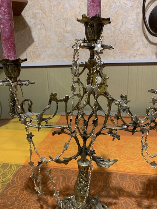 Бронзовий канделябр, подсвечник, ручная работа, редкий  декор для дома