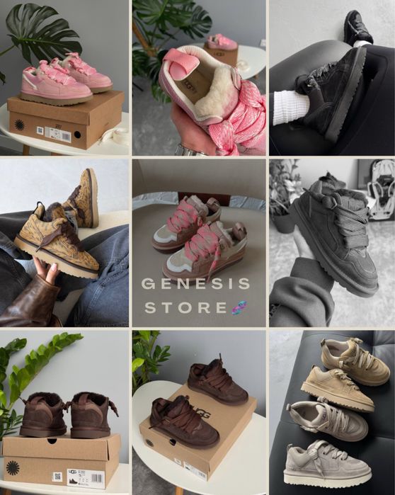 Уггi UGG Lowmel Sneakers Хутро Brown/Grey/White/Pink/Black 36-45р