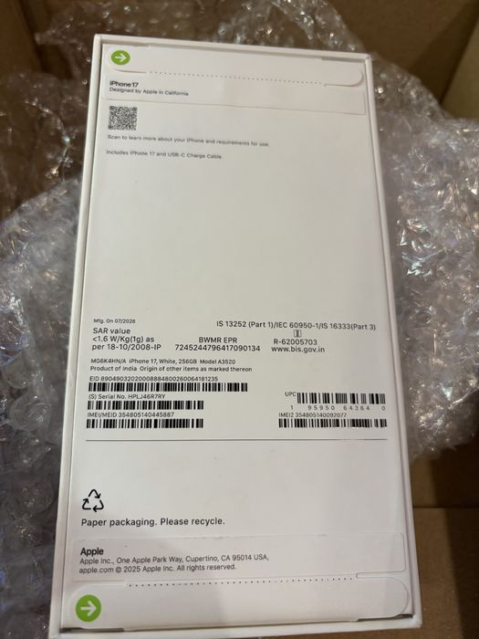 Nowy zapakowany iphone 17 256 bialy