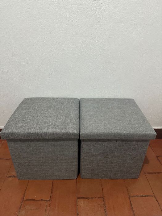 4 baús de arrumação dobráveis cinzentos