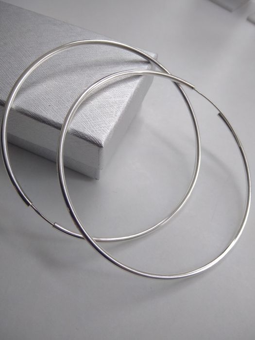 Srebrne kolczyki gładkie duże koła srebro 925 7cm  44