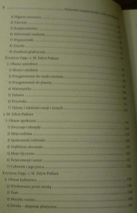Wychowanie integralne dziecka w wieku przedszkolnym L. Opiela spis