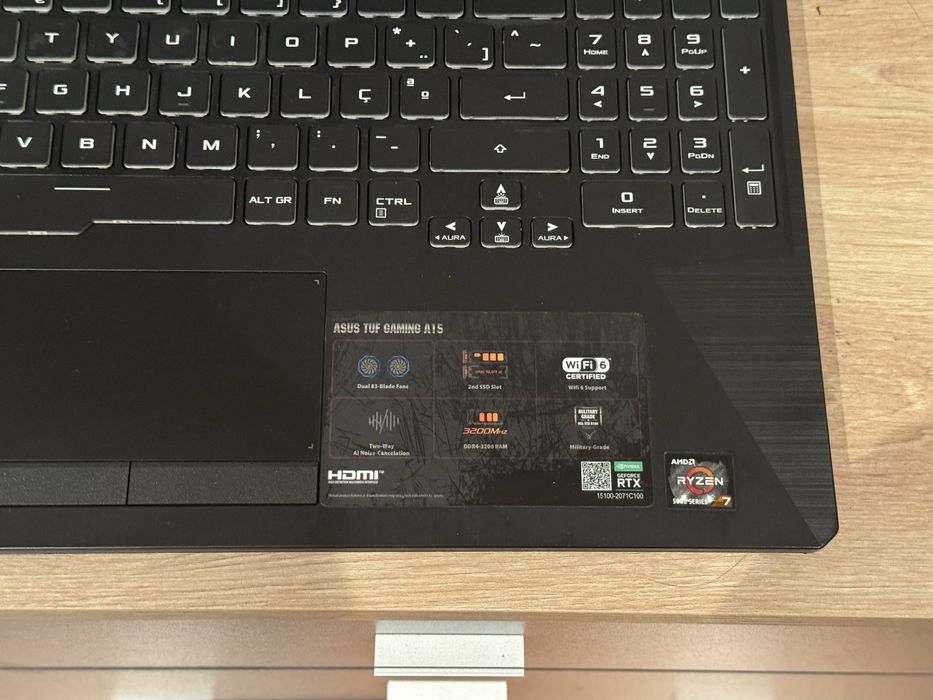 Portátil ASUS TUF GAMING A15 FA506QM RTX 3060, R7, 16GB, 512GB, 144HZ
