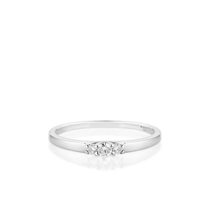 Pierścionek - białe złoto 585 z  3 brylantami