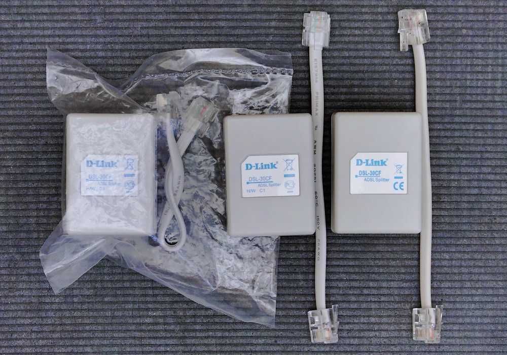 3 ADSL-сплиттера + кабели RJ11 1,8 м