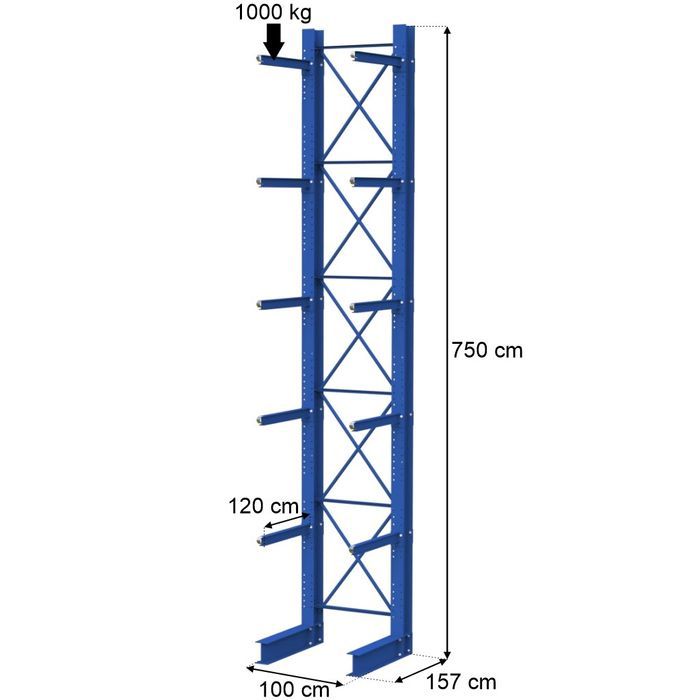 Regał wspornikowy STOW jednostronny H750 1000 kg 2 moduły