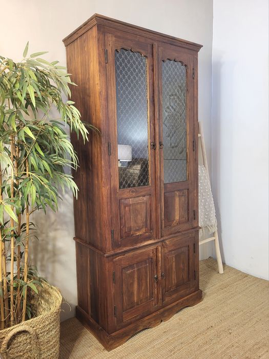 vitrine, armario, louceiro, estante, indiano, rustico