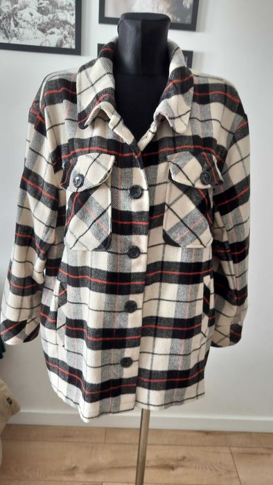 Kurtka damska 2XL koszulowa krata miękka ciepła Kensie