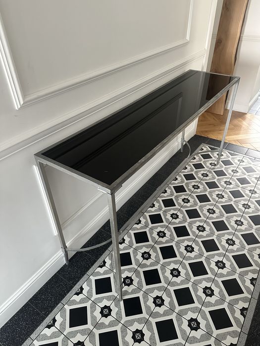 Stolik konsolowy | LOFT czarno srebrny | wymiary 160x41,5x82