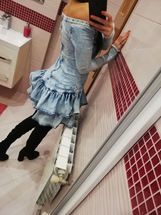 Sukienka Lou 34 xs 36 s xs/s jeans jeansowa denim falbanki gigi