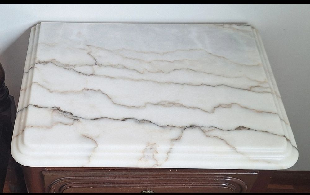 Cama solteiro e mesa cabeceira 4 gavetas mogno