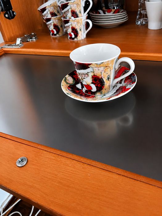 Conjunto de 5 Chávenas Café de Natal com Pires