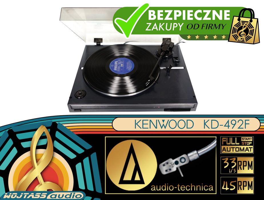 Gramofon Kenwood KD-492F | Pełny Automat | Wkładka AUDIO-TECHNICA | Belt Drive | Japoński Klasyk Hi-Fi | Wymaga wejścia PHONO |
