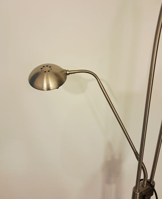 Lampa stojąca srebrna szkło