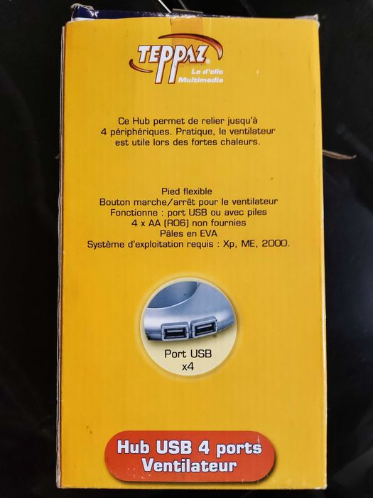 Hub USB 4 Portas e Ventoinha de Secretária Flexível Teppaz