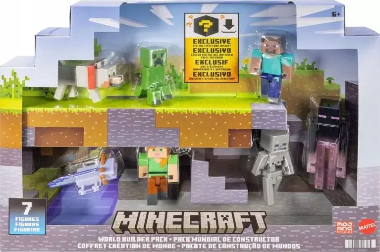 Minecraft Ekskluzywny Zestaw 7 Figurek Steve, Creeper, Enderman, Szkielet. Mattel. Nowy Produkt