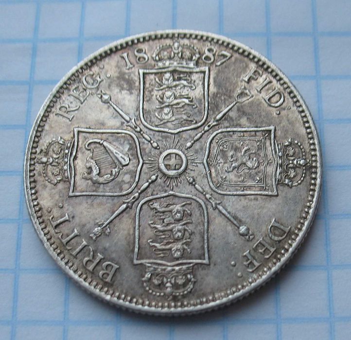 Серебряная монета Великобритании, флорин 1887