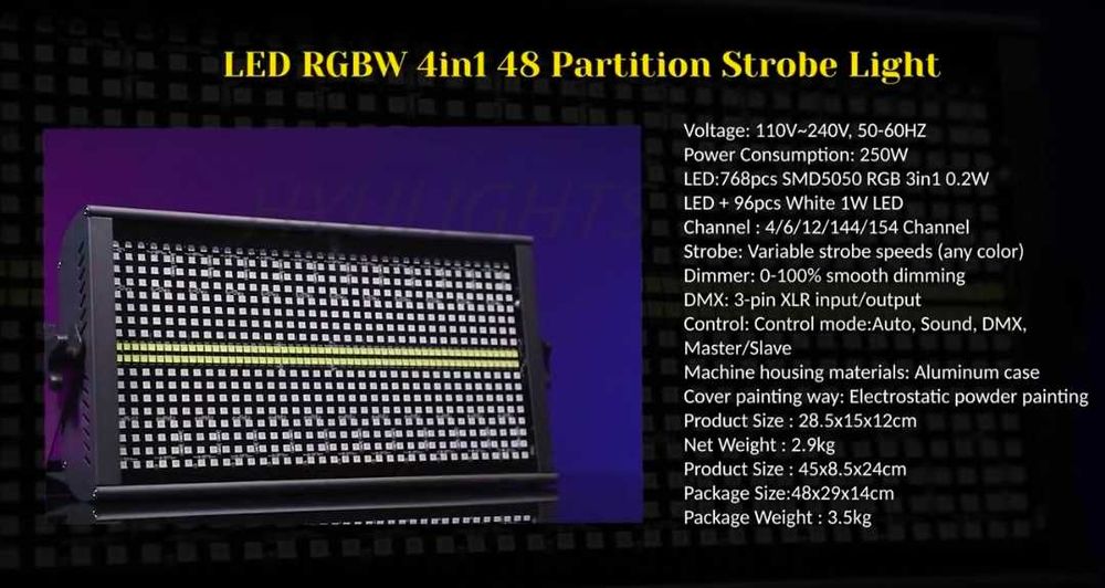2 шт. 200W LED RGBW стробоскопи