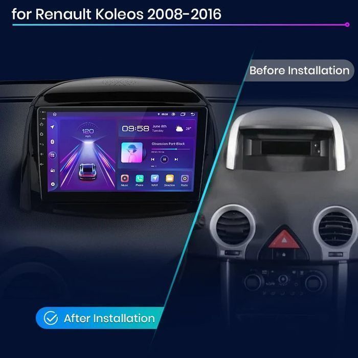 Radio Android 15 9” CarPlay Android Auto – Renault Koleos 2008–2016 PL 2GB/32GB GPS Nawigacja Stacja Multimedialna WiFi Bluetooth PL