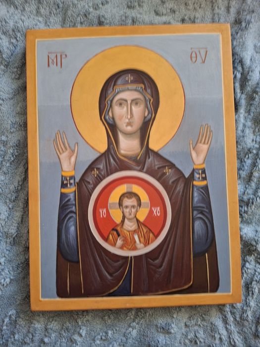 Ikona Matka Boża "Znak" Oranta 30x40 malowana na desce NOWA