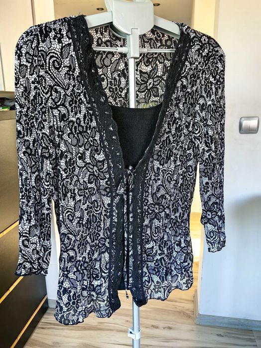 Bluzka czarno-biała rozmiar XXL elegancka damska